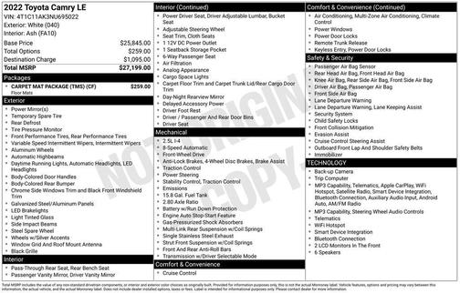 White 2022 Toyota Camry LE