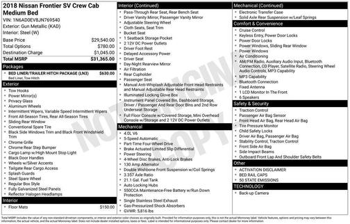 2018 Nissan Frontier SV