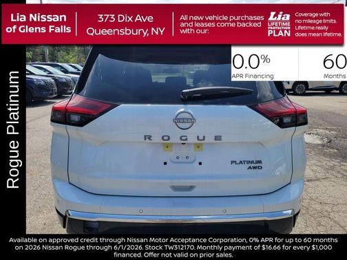 White / Black 2026 Nissan Rogue Platinum