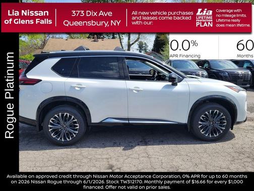 White / Black 2026 Nissan Rogue Platinum