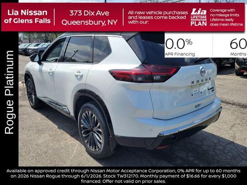 White / Black 2026 Nissan Rogue Platinum