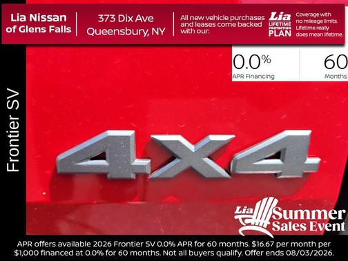 Red Alert 2026 Nissan Frontier SV