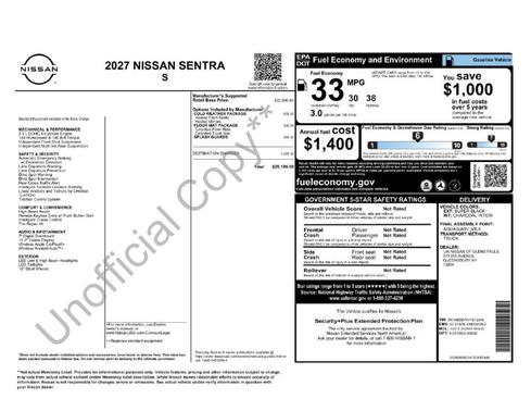 Black 2027 Nissan Sentra S