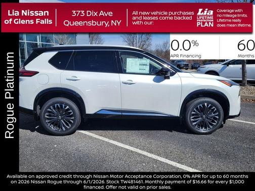 White / Black 2026 Nissan Rogue Platinum