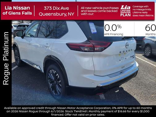 White / Black 2026 Nissan Rogue Platinum