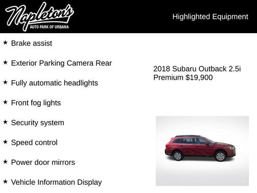Crimson Red Pearl 2018 Subaru Outback 2.5i Premium