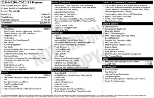 Machine Gray Metallic 2026 Mazda CX-5 2.5 S