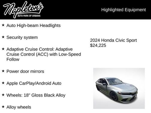 Lunar Silver Metallic 2024 Honda Civic Sport