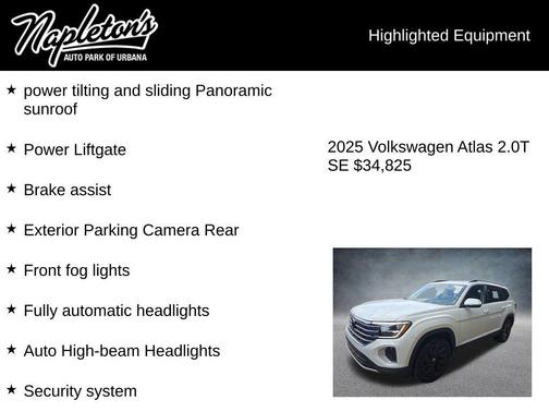 Pure White 2025 Volkswagen Atlas 2.0T SE w/Technology