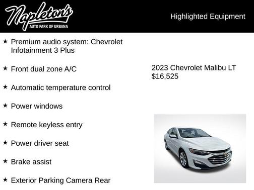 Summit White 2023 Chevrolet Malibu FWD 1LT