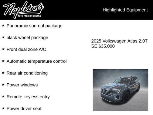 Pure Gray 2025 Volkswagen Atlas 2.0T SE w/Technology