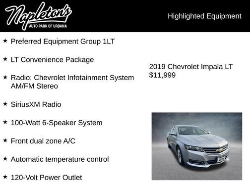 Silver Ice Metallic 2019 Chevrolet Impala 1LT