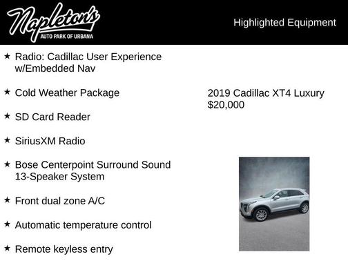 Radiant Silver Metallic 2019 Cadillac XT4 Luxury