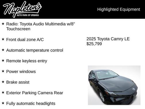 Midnight Black Metallic 2025 Toyota Camry LE