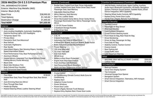 Machine Gray Metallic 2026 Mazda CX-5 2.5 S Premium Plus Package