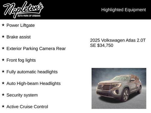 Platinum Gray Metallic 2025 Volkswagen Atlas 2.0T SE w/Technology