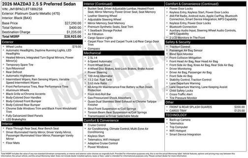 Platinum Quartz Metallic 2026 Mazda Mazda3 FWD w/Preferred Package