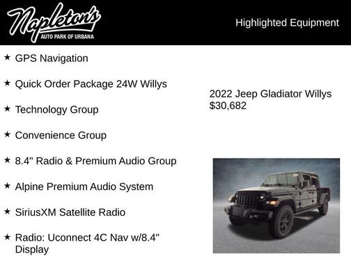 Black Clearcoat 2022 Jeep Gladiator Willys 4x4