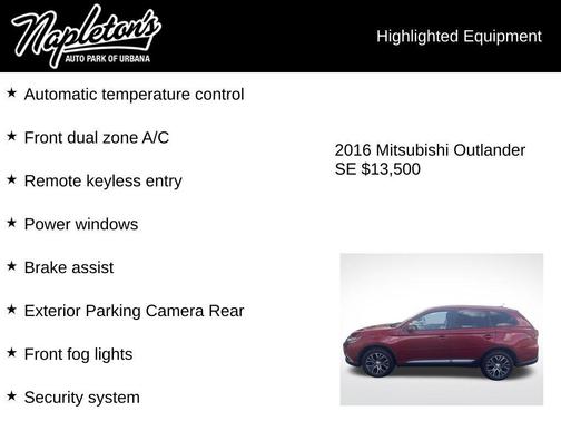 Rally Red Metallic 2016 Mitsubishi Outlander SE