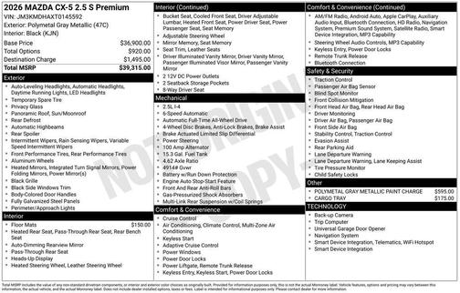 Polymetal Gray Metallic 2026 Mazda CX-5 2.5 S