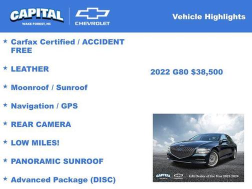 2022 Genesis G80 2.5T RWD