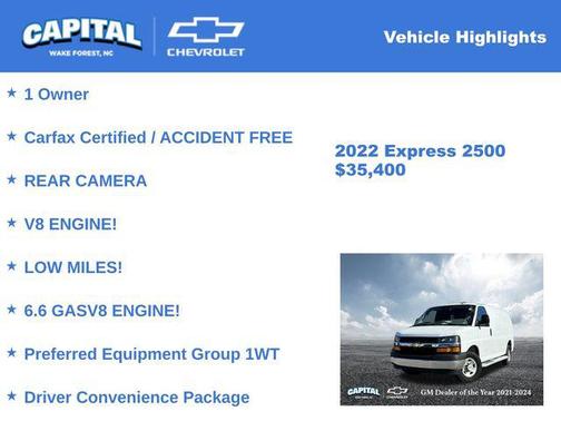2022 Chevrolet Express 2500 RWD 2500 Regular Wheelbase WT