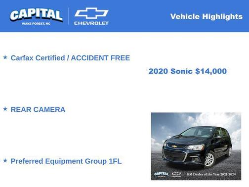 2020 Chevrolet Sonic FWD Hatchback 1FL 5-Door