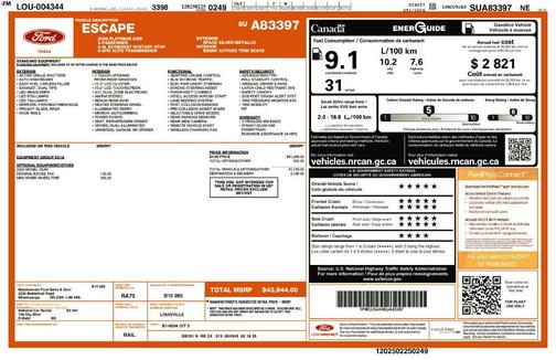 Star White Metallic Tri-Coat 2025 Ford Escape Platinum
