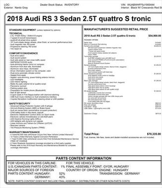 2018 Audi RS 3 2.5T