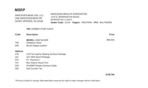 2009 Mercedes-Benz SL-Class SL 550