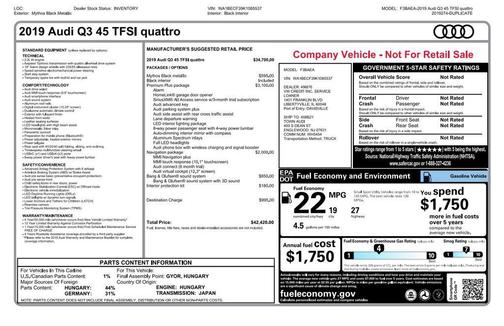 2019 Audi Q3 2.0T Premium Plus