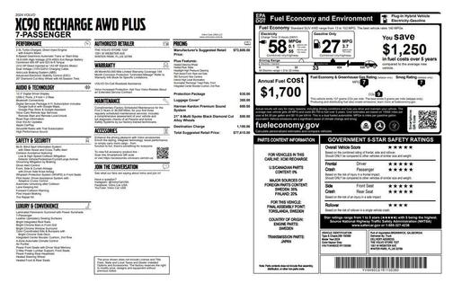 2024 Volvo XC90 Recharge Plug-In Hybrid T8 Plus Bright Theme 7-Seater