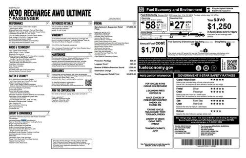 2024 Volvo XC90 Recharge Plug-In Hybrid T8 Ultimate Bright Theme 7-Seater