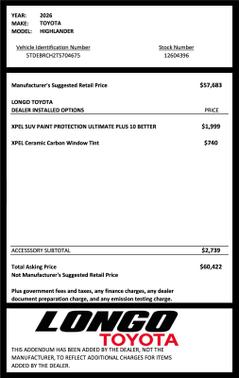 2026 Toyota Highlander Hybrid Platinum