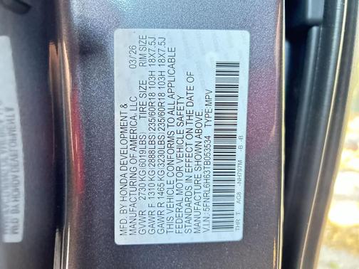 Modern Steel Metallic 2026 Honda Odyssey EX-L