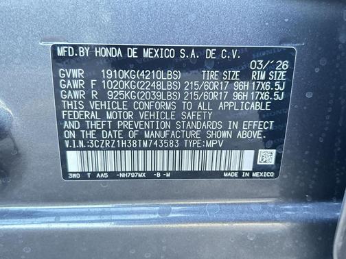 Modern Steel Metallic 2026 Honda HR-V LX