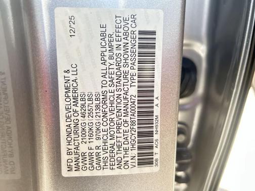 Solar Silver Metallic 2026 Honda Accord Hybrid Touring