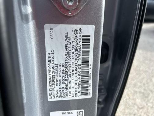 Solar Silver Metallic 2026 Honda Accord SE