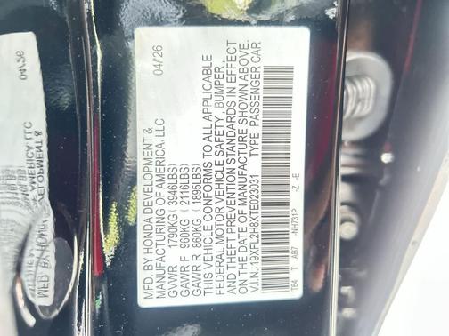 Crystal Black Pearl 2026 Honda Civic Sport