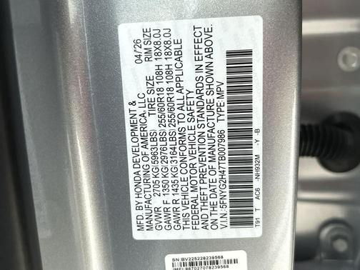 Solar Silver Metallic 2026 Honda Pilot EX-L