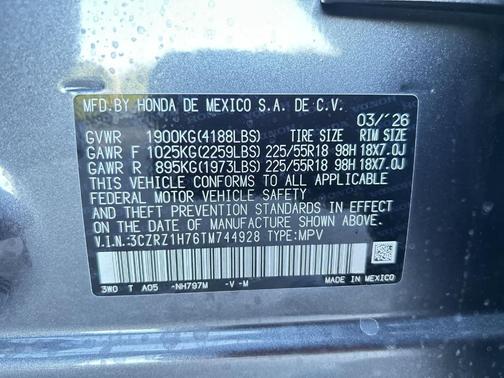 Modern Steel Metallic 2026 Honda HR-V EX-L