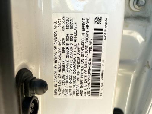 Platinum White Pearl 2021 Honda CR-V EX
