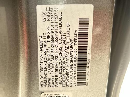 Solar Silver Metallic 2026 Honda Odyssey Touring