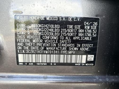 Modern Steel Metallic 2027 Honda HR-V LX