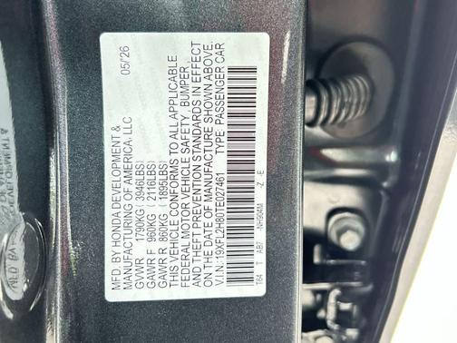Meteorite Gray Metallic 2026 Honda Civic Sport