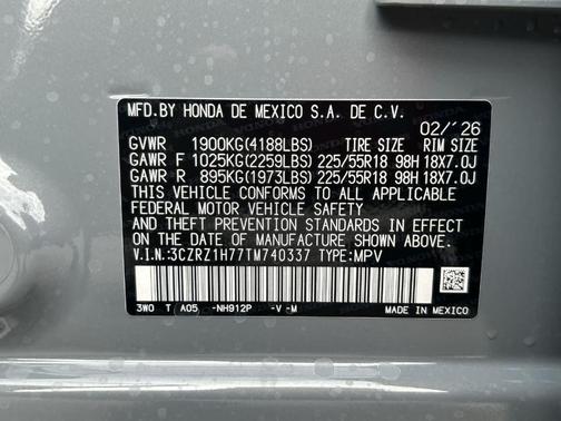Urban Gray Pearl 2026 Honda HR-V EX-L