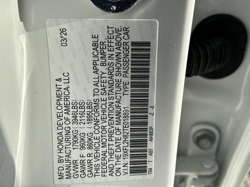 Platinum White Pearl 2026 Honda Civic Sport