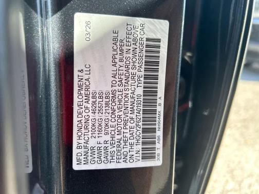 Meteorite Gray Metallic 2026 Honda Accord Hybrid EX-L