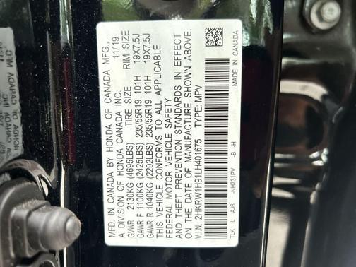 Crystal Black Pearl 2020 Honda CR-V Touring