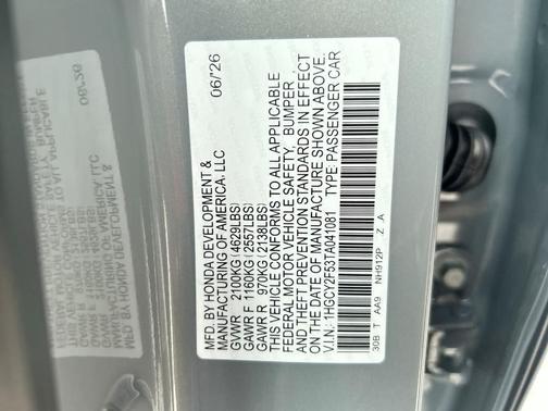 Urban Gray Pearl 2026 Honda Accord Hybrid Sport